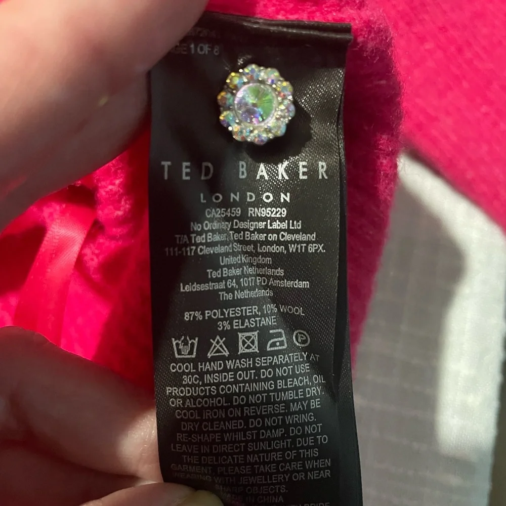 NWT Ted Baker London Pippalee Frill Detail Bright Pink Sweater